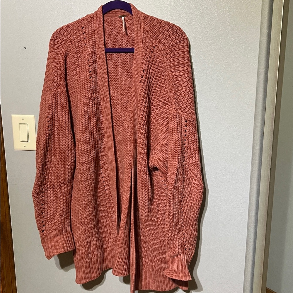 Free People Nightingale Knit Cardigan Pink Women's Size M - Picture 8 of 8